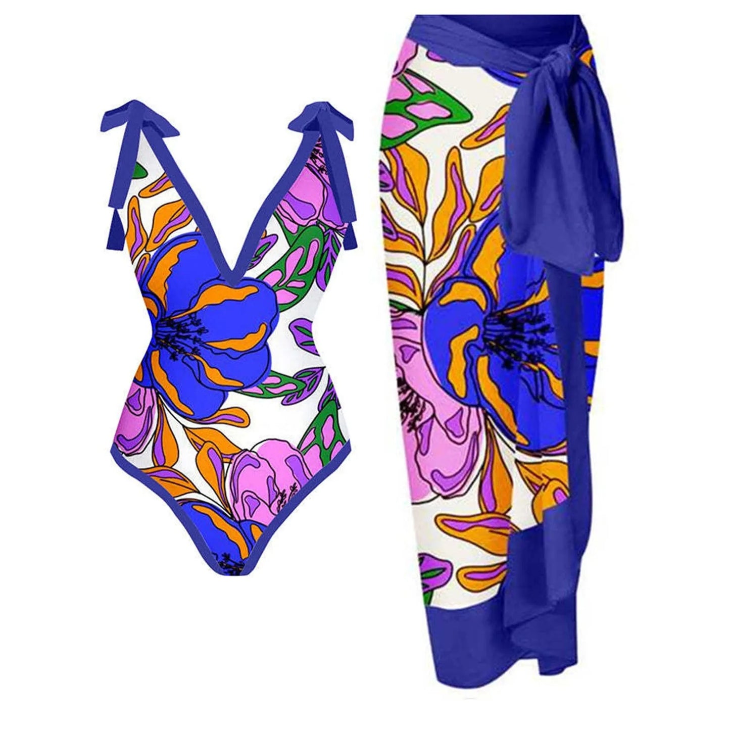 Nelly Sexy Vintage Printed Bikinis Sets Female Kimono