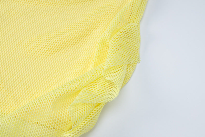 Yellow 2Pieces Top Skirt Sets