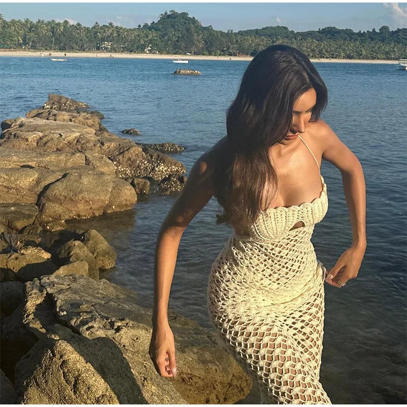 Shell Lace Up Long Dresses