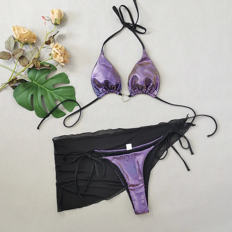 Madison Disco 3-piece Bikini Set