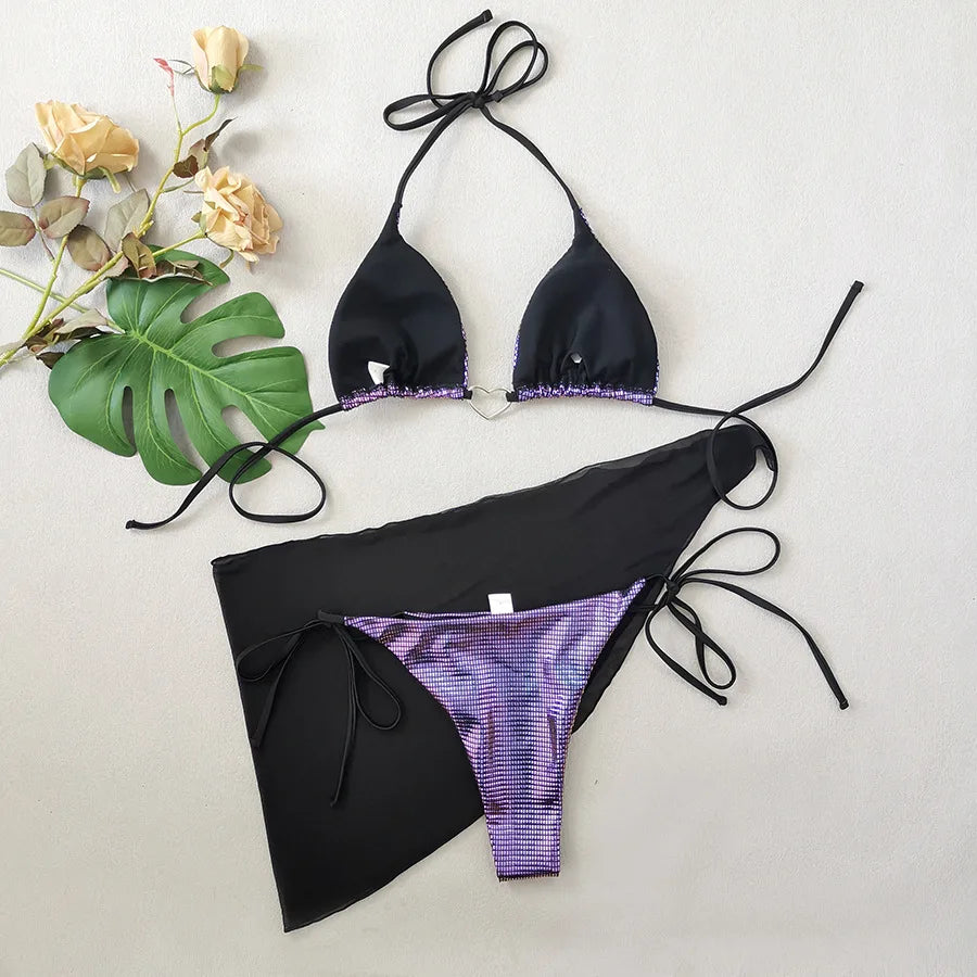 Madison Disco 3-piece Bikini Set