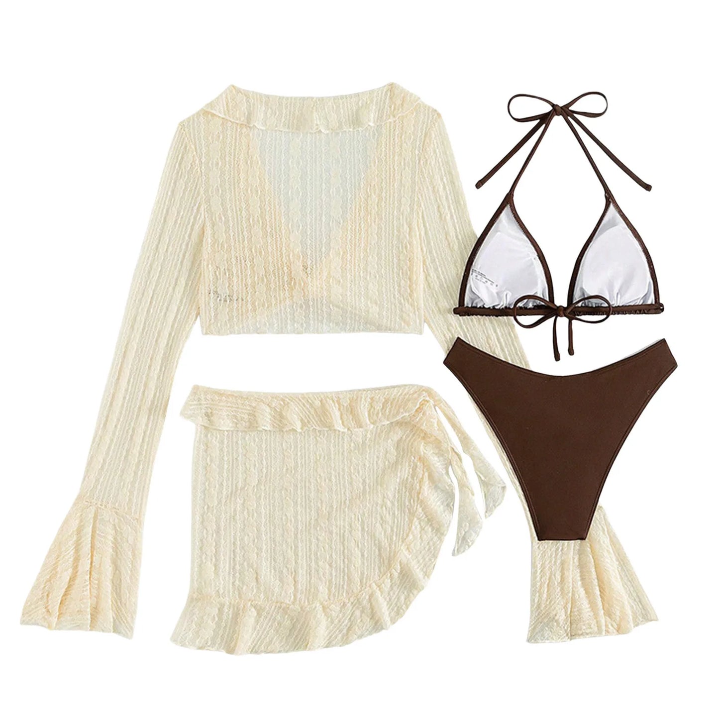 Olga Beige Summer Crochet Bikini Cover Up