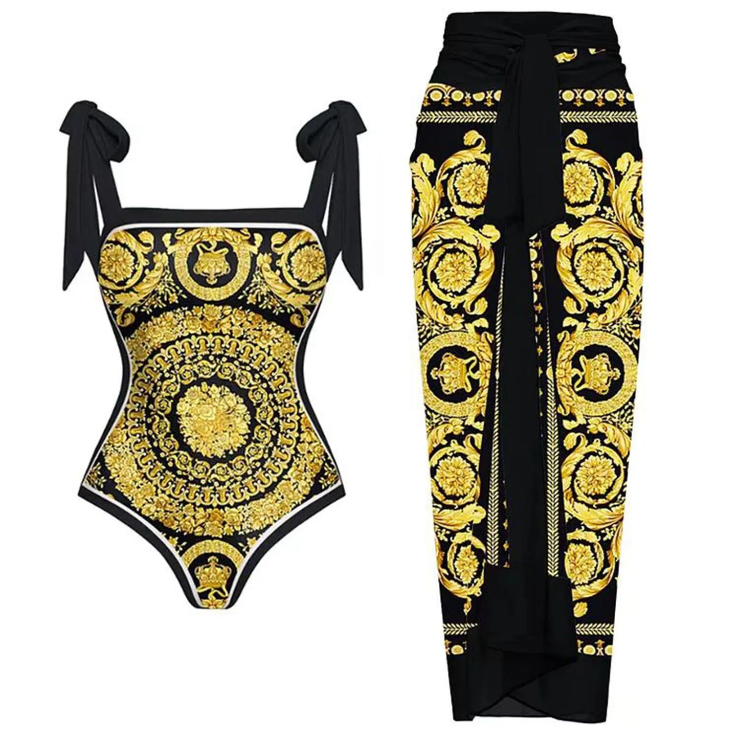 Nelly Sexy Vintage Printed Bikinis Sets Female Kimono