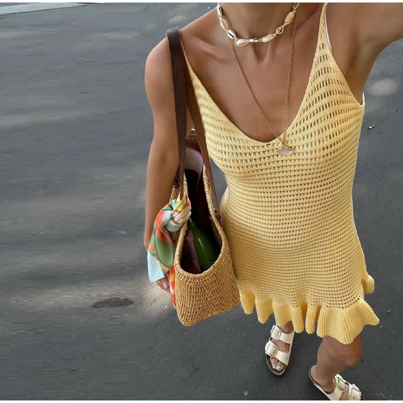 Hattie Fashion V-neck Knit Dress