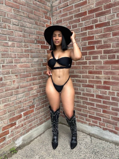 Black Gladiator Luxe 3-Piece Swimsuit Set