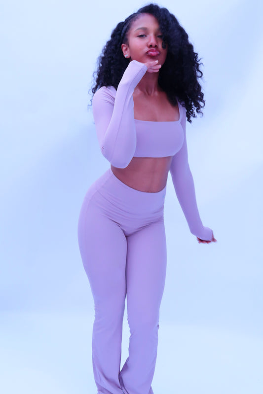 Soft Purple 2 Piece Long Sleeves Leggings Set