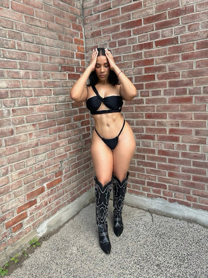 Black Gladiator Luxe 3-Piece Swimsuit Set