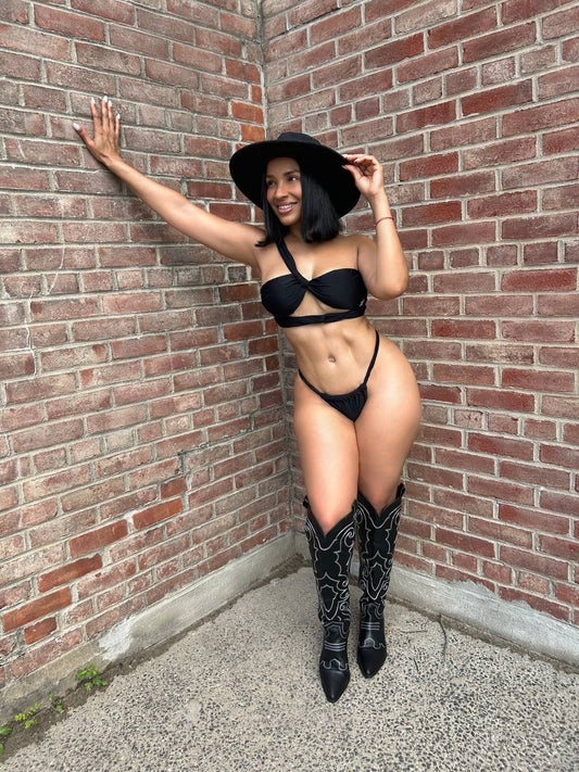 Black Gladiator Luxe 3-Piece Swimsuit Set