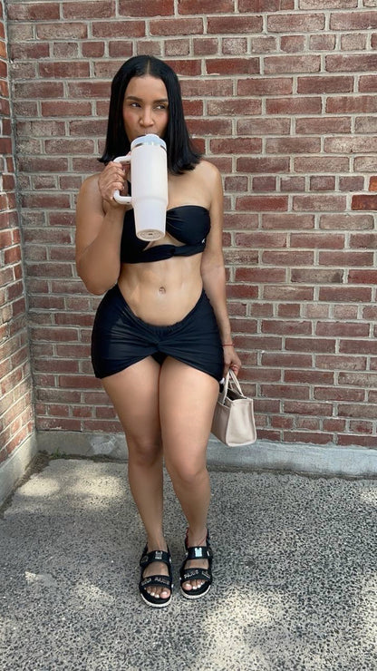 Black Gladiator Luxe 3-Piece Swimsuit Set