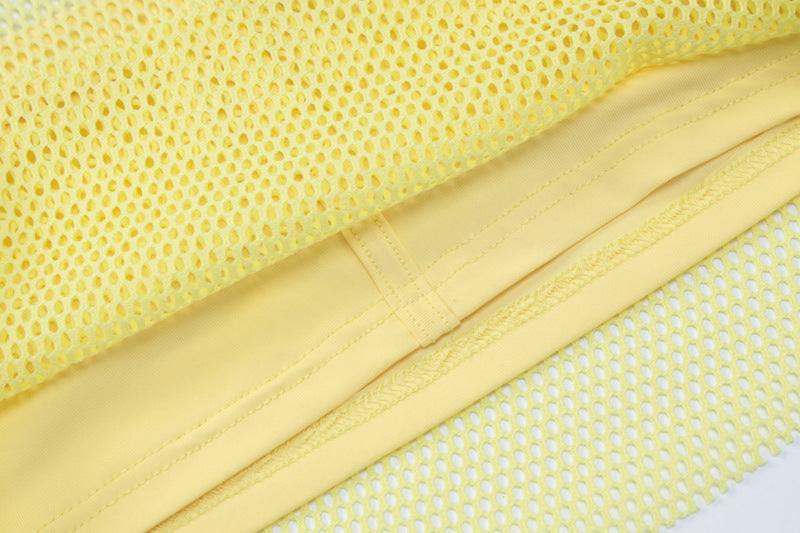 Yellow 2Pieces Top Skirt Sets