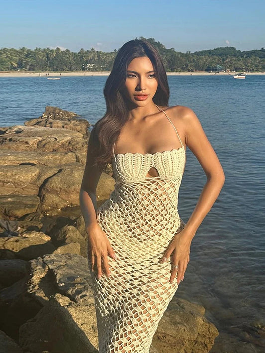 Shell Lace Up Long Dresses