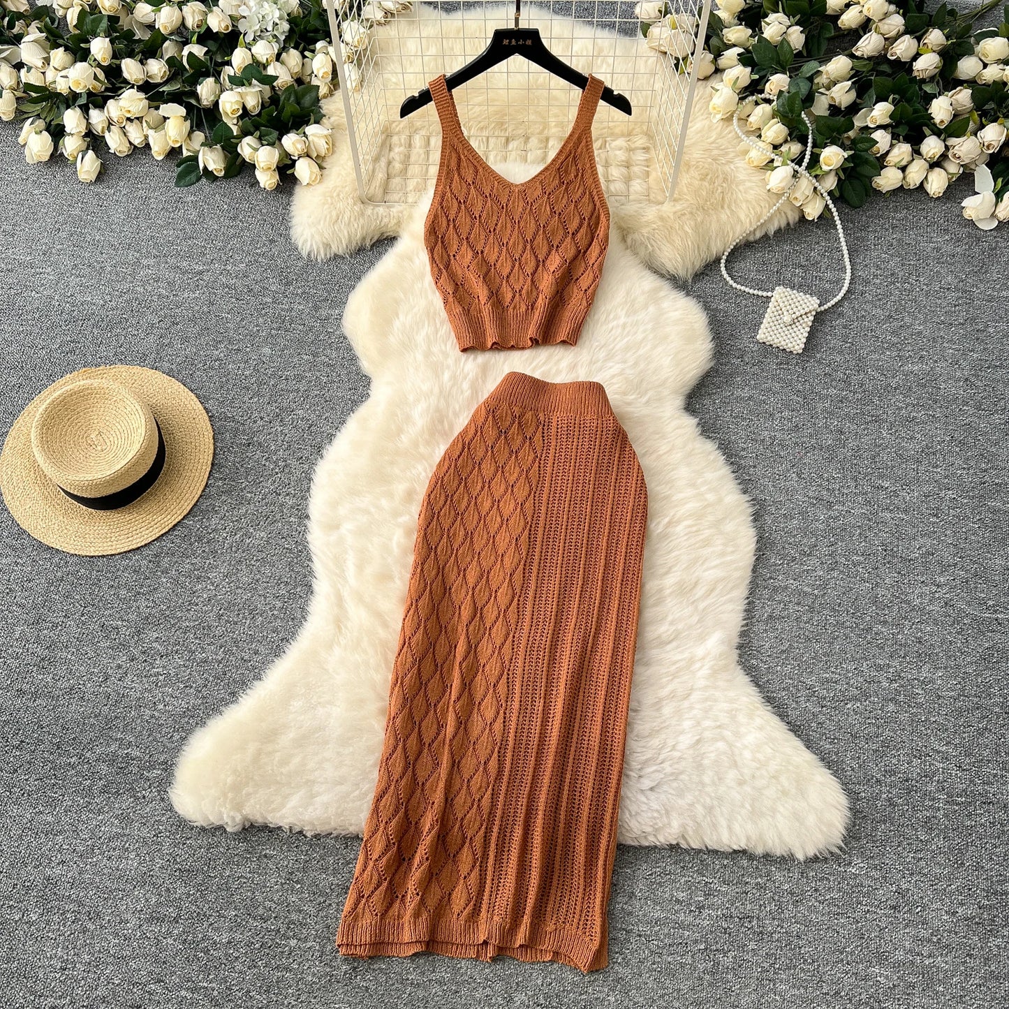 SINGREINY Summer Knitted Beach
