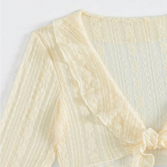 Olga Beige Summer Crochet Bikini Cover Up